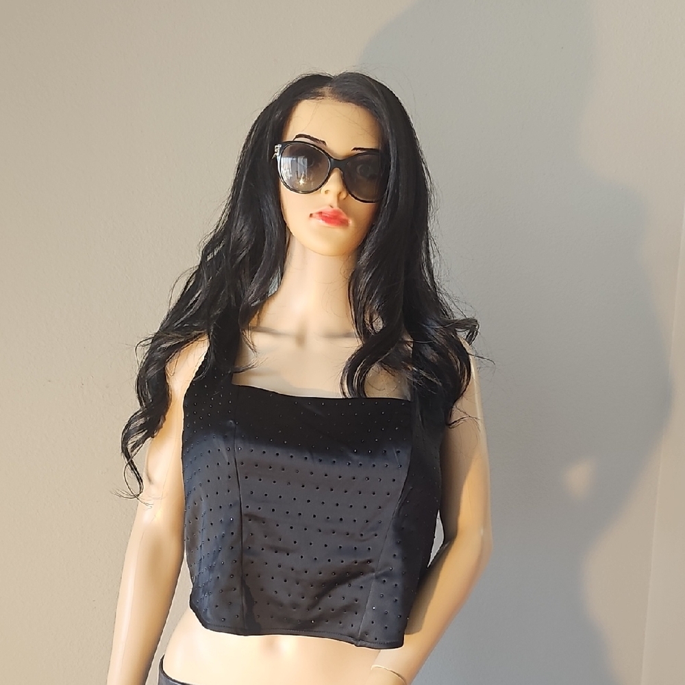 Wild Fable Sleek Black Dot Crop Top